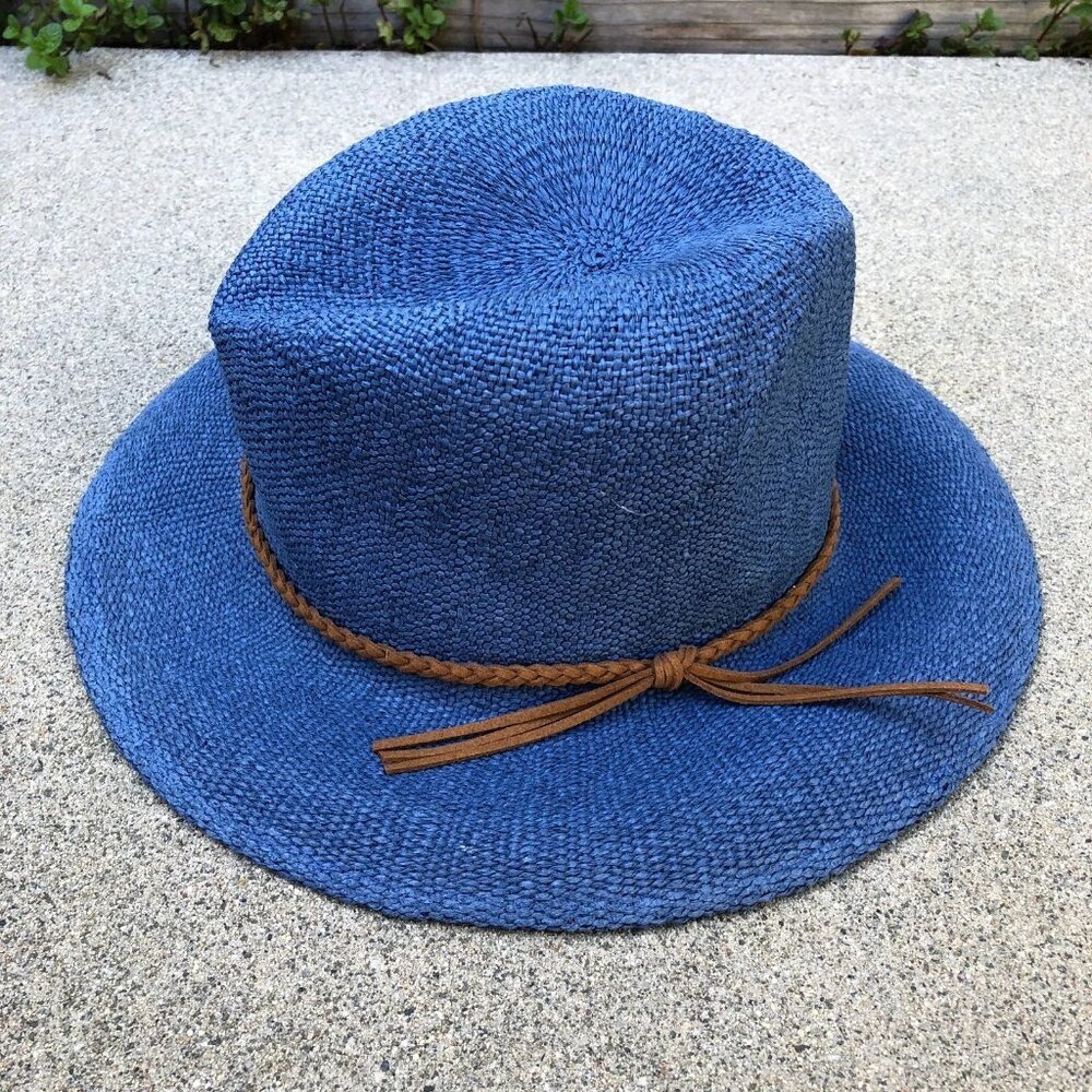 TARGET 100% Paper Fedora Hat Women's Wide Brim Blue Cap